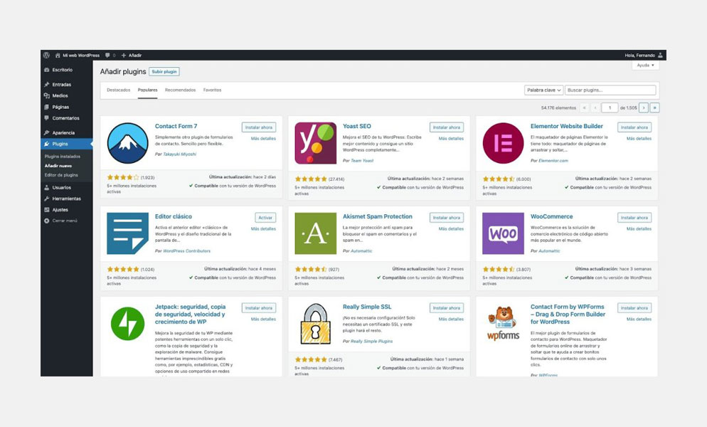 instalar plugins wordpress